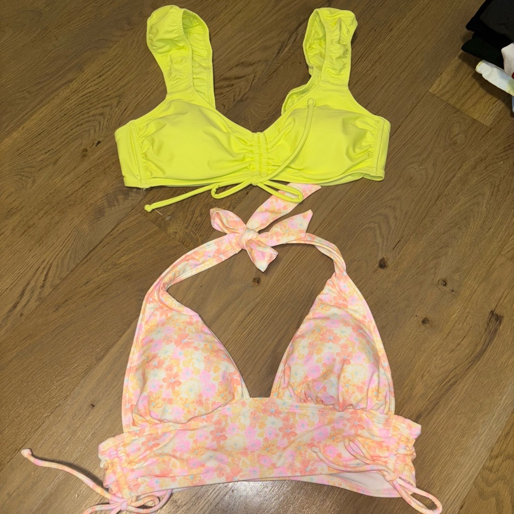 Wild fable yellow and Floral Bikini Tops new size medium